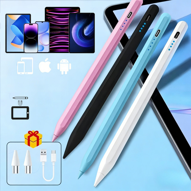 Apple Pencil Stylus Pen für iOS Tablets mit Leistungsanzeige in Weiß - Bild 1