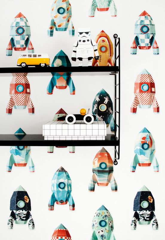 Studio Ditte Tapete Rocket Multicolour Vintage Geometrisch Matt für Kinderzimmer - Bild 2