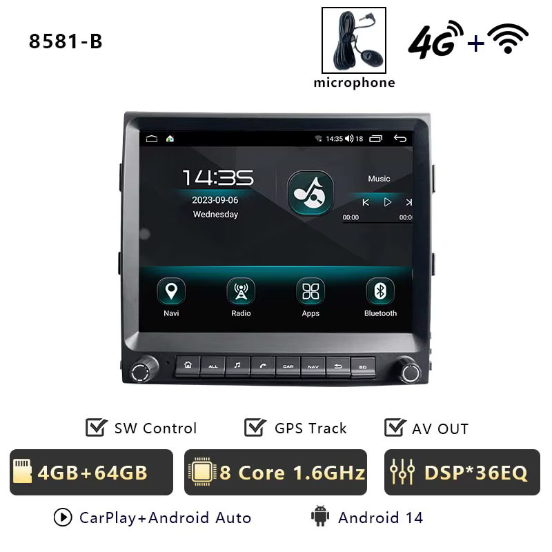 CHSTEK Kabelloses CarPlay Autoradio für Porsche Cayenne 958 92A 2011-2017 mit Android 14, GPS, WiFi, Bluetooth und 4G Unterstützung in Schwarz - Bild 6