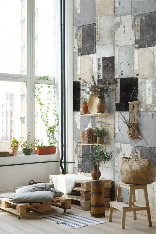 MINDTHEGAP Mural Wallpaper Imperfection Washed in Grau mit abstraktem Vintage-Design, Breite: 52 cm, Höhe: 300 cm - Bild 2