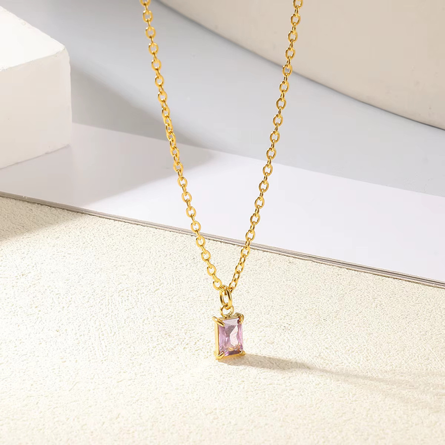 HPTOTMG Halskette mit Anhänger, Edelstahl, Gold, Zirkonia, Damen - Bild 1