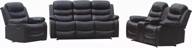 Happy Home Home Cinema Relaxsofa Set 3-tlg. mit Mittelkonsole aus Kunstleder in Braun - Bild 1