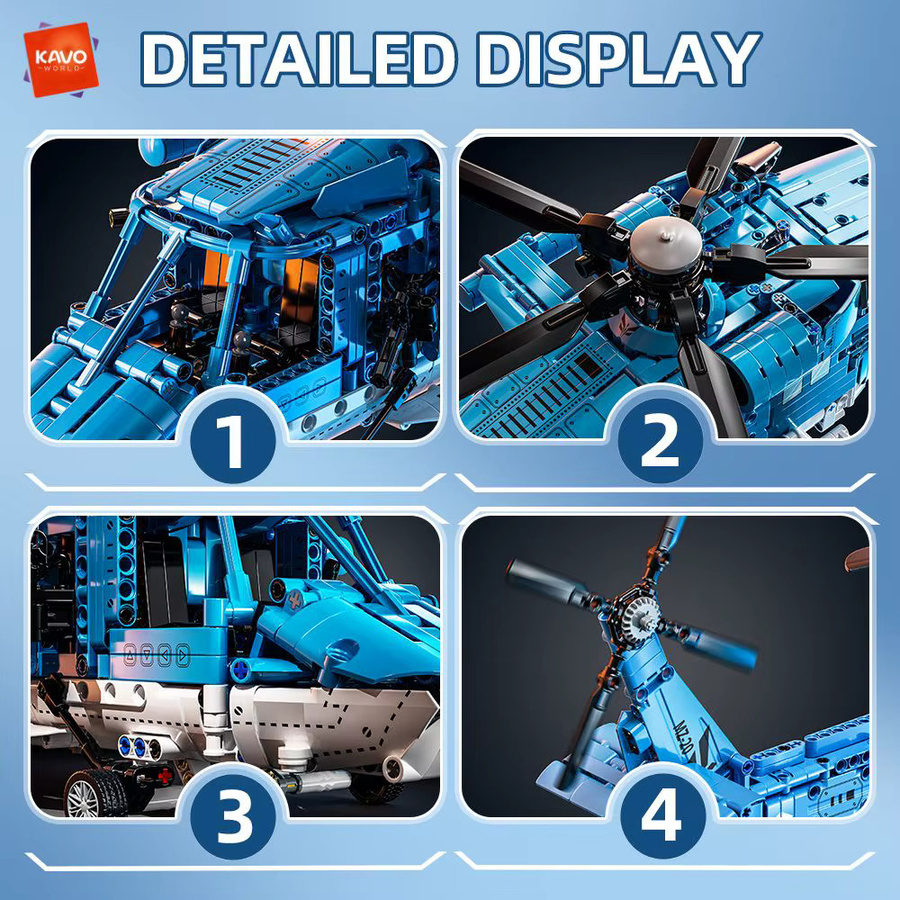 KAVOWORLD Blauer Kampfhubschrauber, Baukasten, 1521 Teile - Bild 4