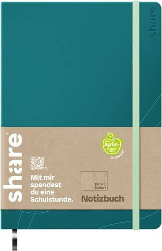 Share Notizbuch A5 Hardcover mit Punktraster in Petrol, 192 Blatt - Bild 1