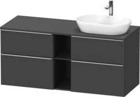 Duravit Waschtischunterschrank D-Neo in Grau Matt mit Schubladen und offenen Regalfächern, Wandmontage, B/T/H: 140 x 55 x 66,4 cm - Bild 1