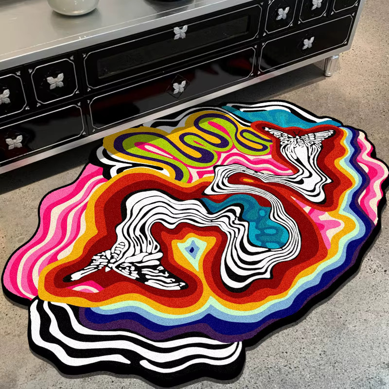 VIKAMA Design Teppich in Multicolour mit abstraktem und organischem Muster, rutschfest und wasserabsorbierend für Wohnzimmer und Schlafzimmer - Bild 2