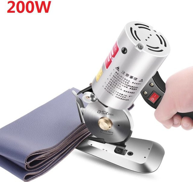 Elektrische Handheld-Schneidemaschine für Stoff, Kleidung und Leder in Silber und Grau mit Rundmesser aus Metall - Bild 1