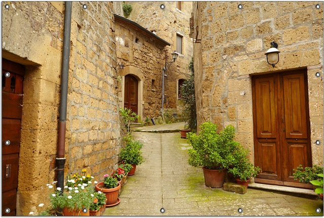 Wallario Gartenposter 2-teilig Weg durch die Altstadt Toskana Italien, Multicolor, B/H: 180 x 180 cm - Bild 1