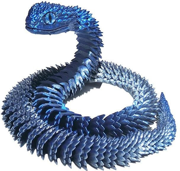 3D-gedruckte Schlange flexibles Gelenk Schlangenmodell blau - Bild 1