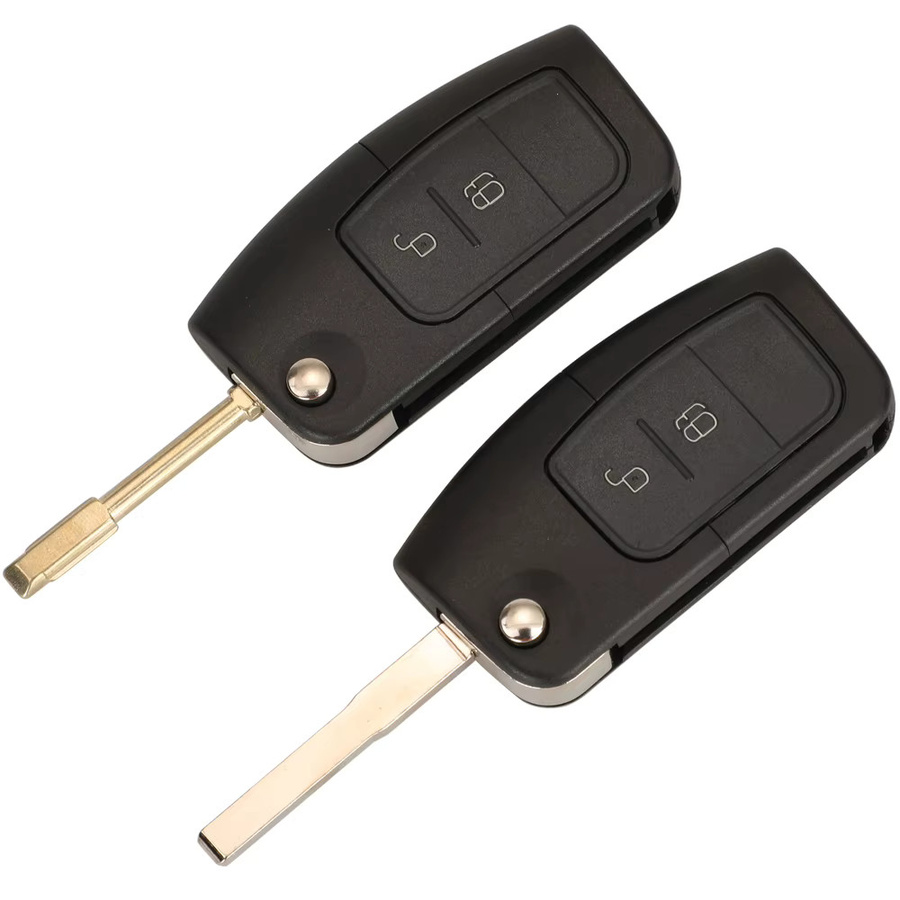 Jingyuqin Flip Remote Autoschlüssel Gehäuse für Ford Fusion Fokus Fiesta MK7 Mondeo MK3 MK4 Galaxy Ranger in Schwarz mit FO21/HU101 Klinge - Bild 3