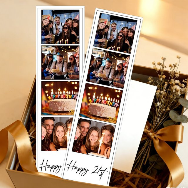 WEIGAO Personalisierte Fotodrucke für Fotoboxen mit individuellem Text und 4 Fotos pro Streifen als Partydekoration für Geburtstag oder Party - Bild 1
