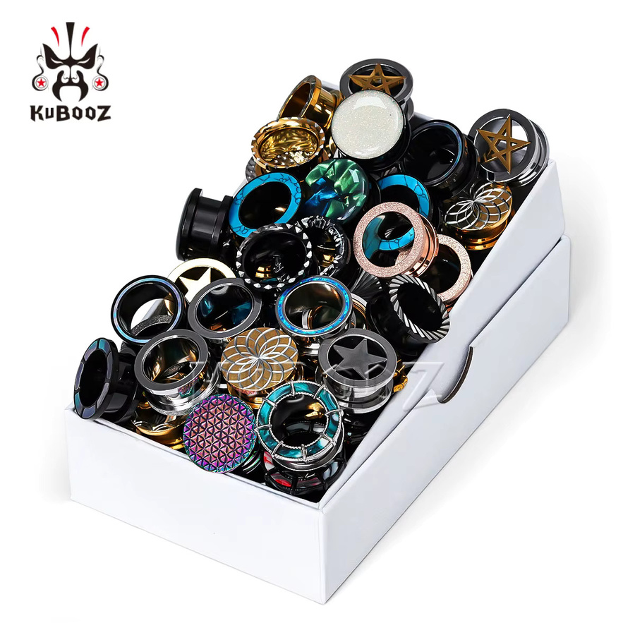 KUBOOZ Ohrtunnel Plugs Gauge Set Edelstahl, Unisex - Bild 1