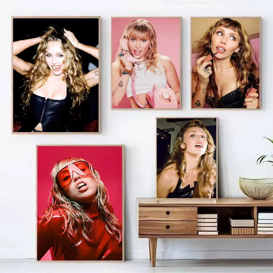 Wasserdichter Diva Miley Cyrus Blumen Poster Aufkleber in Multicolour für deine Wanddekoration - Bild 2