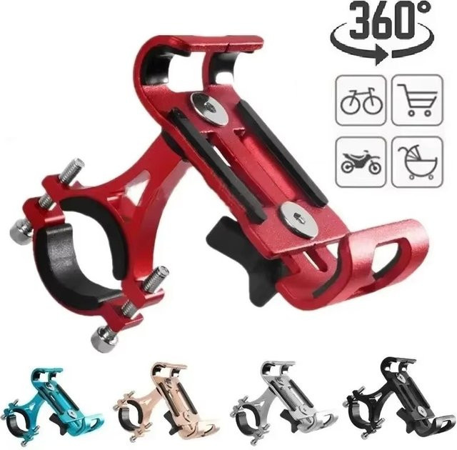 VORTNGLE Handyhalterung aus Aluminiumlegierung für Motorrad und Fahrrad, 360 Grad drehbar, rot - Bild 1