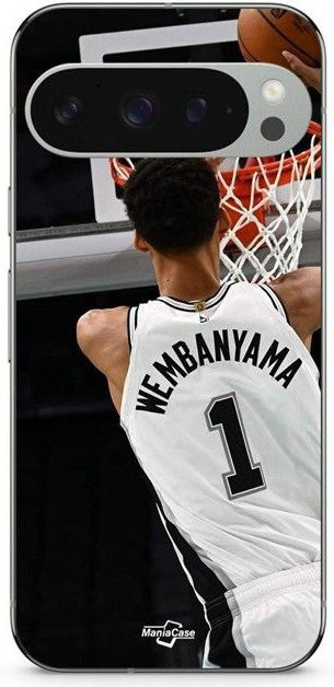 MANIACASE Schutzhülle für Google Pixel 9 Pro, Flexibel, Schwarz, Victor Wembanyama Nr. 1 San Antonio Spurs Design - Bild 1