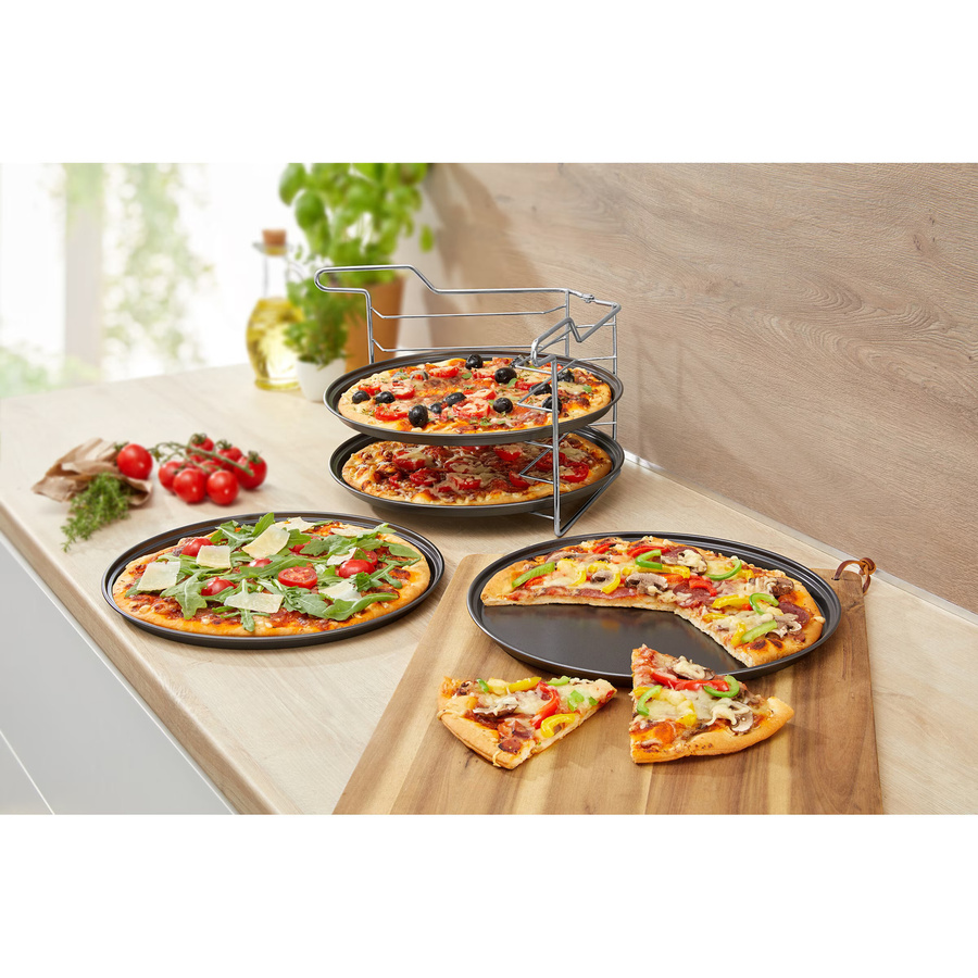 Genialo Pizza-Back-Set mit Backblech, rund und antihaftbeschichtet, grau-schwarz - Bild 2