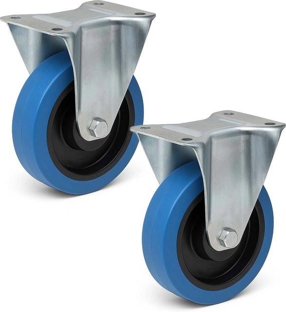 Wiltec Bockrollen Set mit 2 Transportrollen aus Kunststoff und Stahl, Farbe: Blau/Grau, Radgröße: 160 mm, Tragkraft: 300 kg - Bild 1
