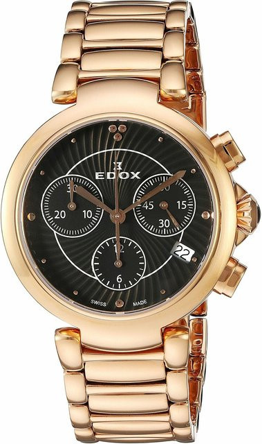 Edox Chronograph, Quarz, Edelstahl, Schwarz, 35 mm, Damen - Bild 1