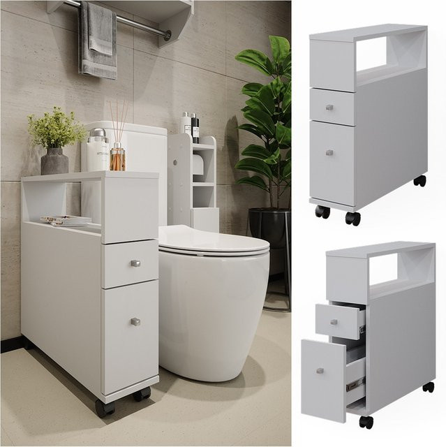 Vicco Badschrank Fynn Weiß mit 2 Schubladen B: 18 cm, T: 61,6 cm, H: 62 cm - Bild 1