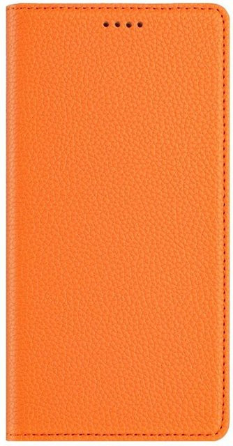 Leder-Handytasche mit Kartenfach und Flip-Cover für iPhone Modelle in Orange - Bild 1