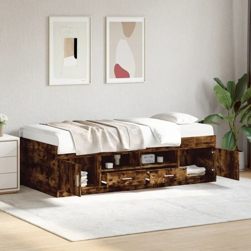 vidaxl Funktionsbett Tagesbett mit Schubladen in Räuchereiche Braun B/H: 90 x 200 cm - Bild 1