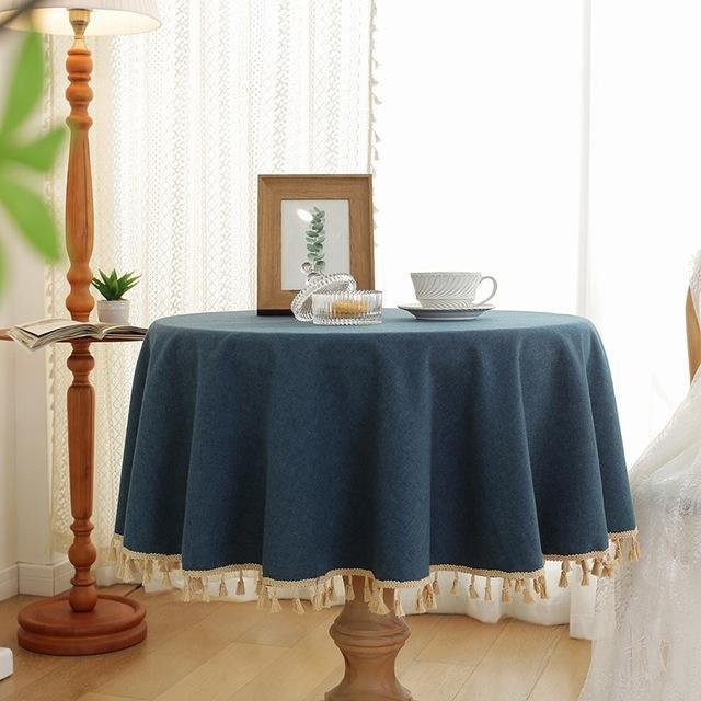 Wasserdichte und ölbeständige runde Tischdecke von Your Warm Home in Blau, Durchmesser: 140 cm - Bild 1