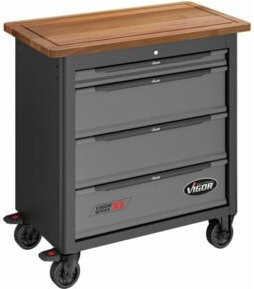 Vigour 1000 XL Spezial V4814 Werkstattwagen in Schwarz und Grau mit Arbeitsplatte, rollbar und abschließbar, Gesamtlänge: 90,7 cm - Bild 1