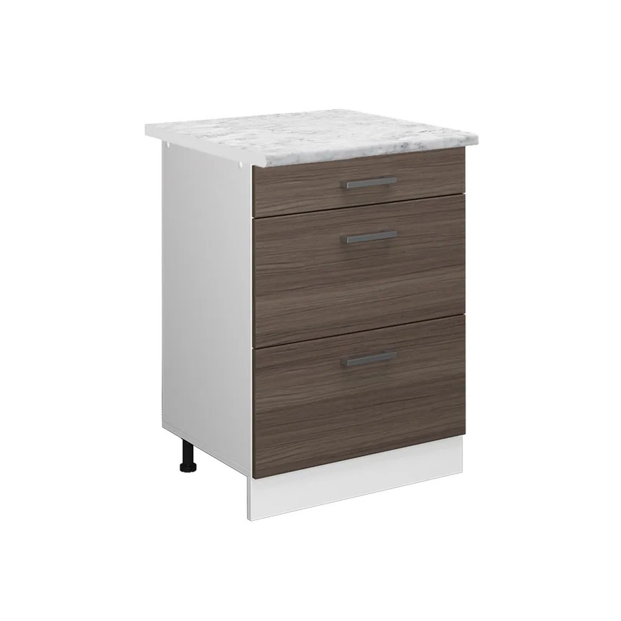 Vicco Küchenunterschrank R-Line mit Schubladen in Weiß und Edelgrau mit Marmor Arbeitsplatte Breite: 60 cm - Bild 3