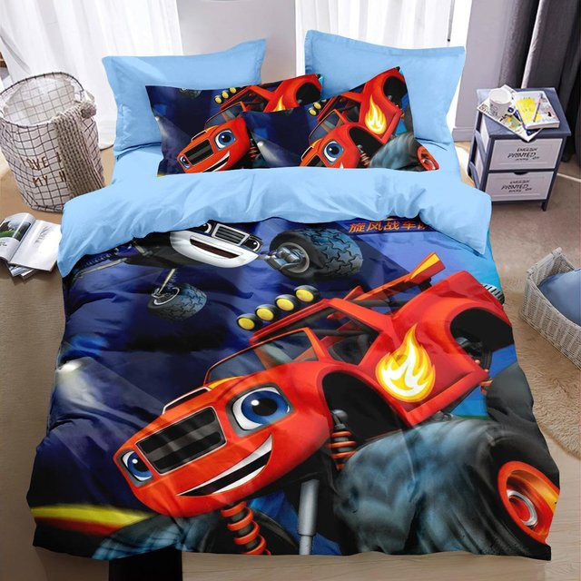 Flylo Bettwäscheset M-Monster Truck mit 3D-Druck in Blau, bestehend aus Bettbezug und Kissenbezug, B/H: 180 x 210 cm, Kissenbezug: 75 x 50 cm - Bild 1