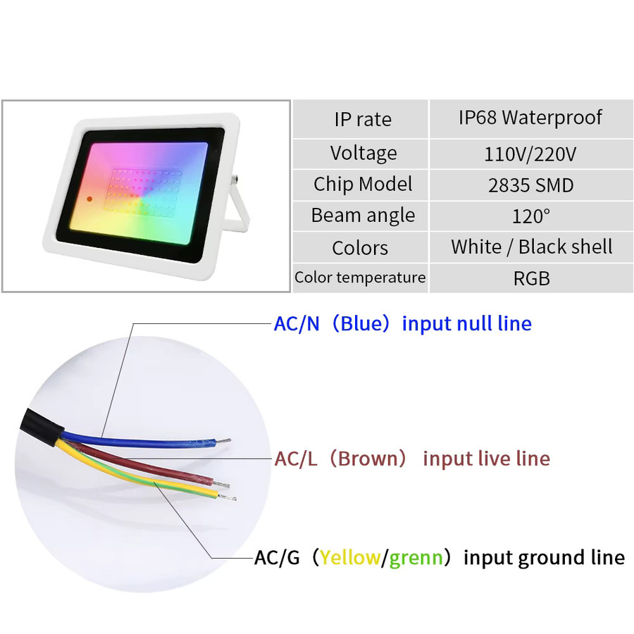 Wasserdichter RGB LED Flutlicht Scheinwerfer IP68 für Outdoor und Garten in Multicolour - Bild 3