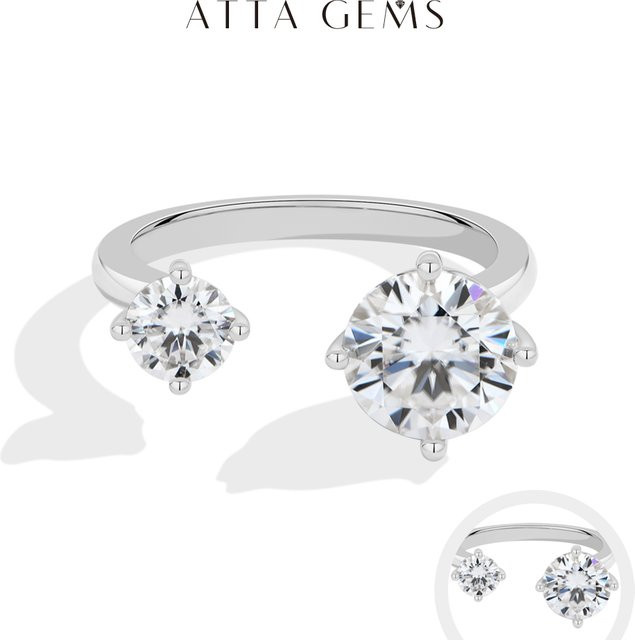 ATTAGEMS Moissanit-Ring, 925 Silber, Damen - Bild 1