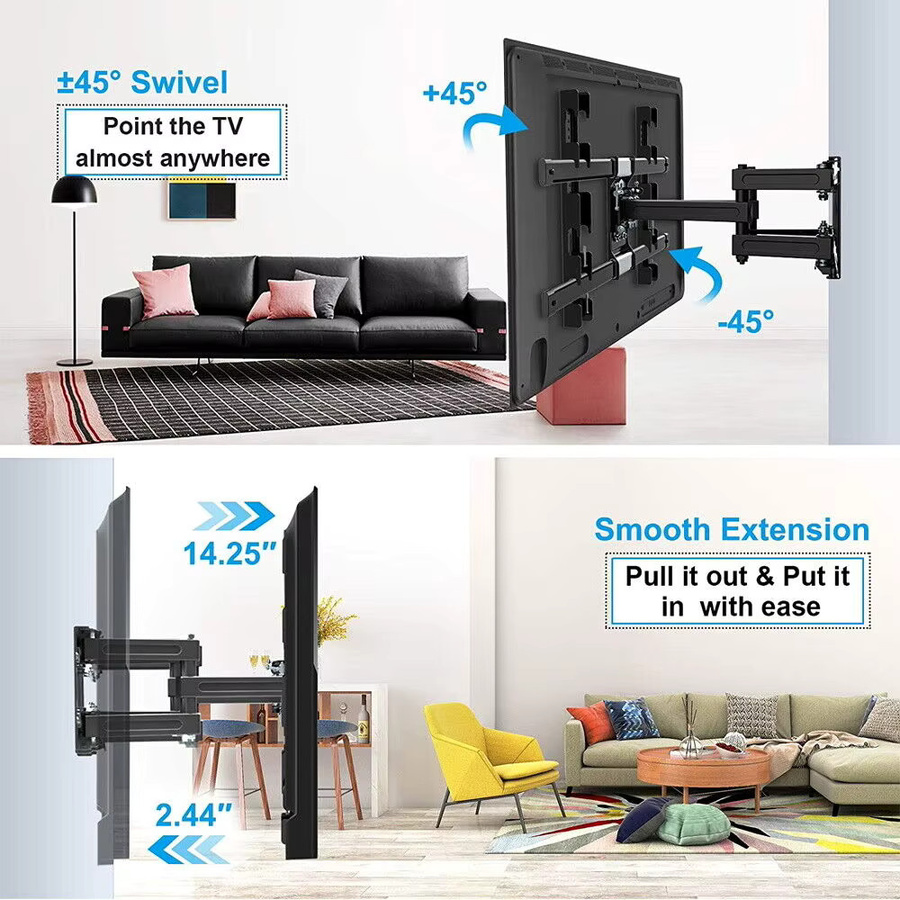 Schwebende TV-Wandhalterung für Fernseher von 32 bis 70 Zoll in Schwarz, schwenkbar und neigbar - Bild 5