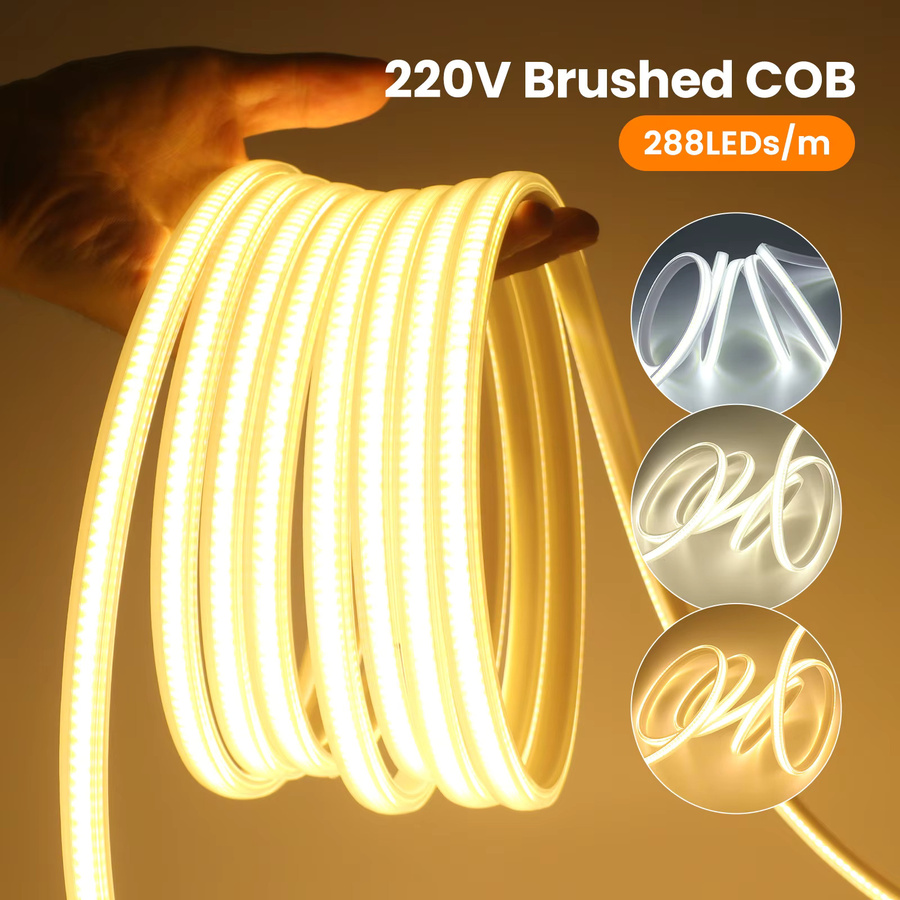 HEGEHE COB LED-Streifen IP65 wasserdicht mit EU-Schalterstecker, Warmweiß/Naturweiß, 220V - Bild 2