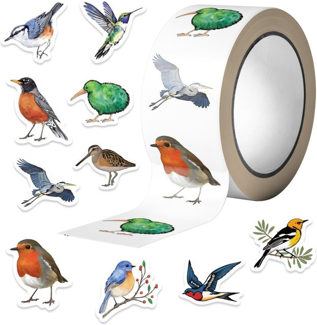 500 Stück Binchi Papagei Vogel Aufkleber aus wasserfestem PVC in Multicolour für Scrapbooking und Kinder Belohnungen - Bild 1
