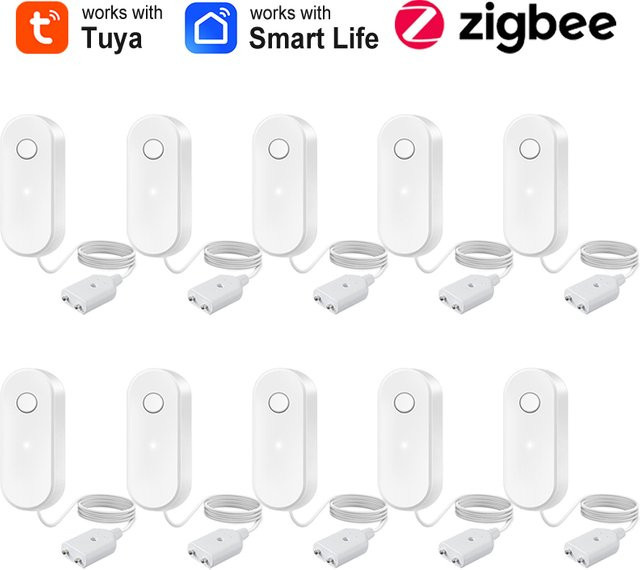 Earykong Zigbee Wasser Leckage Sensor Überlauf Detektor für Badezimmer, Tuya Smart Leben APP Fernüberwachung, Weiß - Bild 1