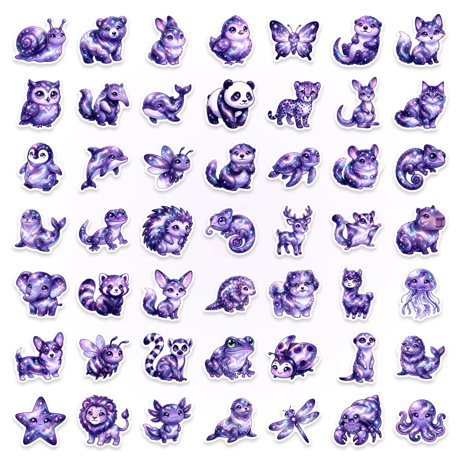 GOGOTU Sternenhimmel-Tier-Max-Graffiti-Aufkleber, 50 Stück, purple - Bild 2