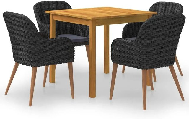 vidaXL 5-teilige Garten-Essgruppe aus Akazien-Massivholz in Schwarz - Bild 1