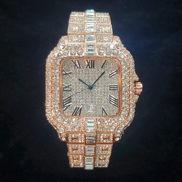 WEISIKAI Armbanduhr, Quarz, Roségold, Diamantbesetzt, Herren - Bild 1