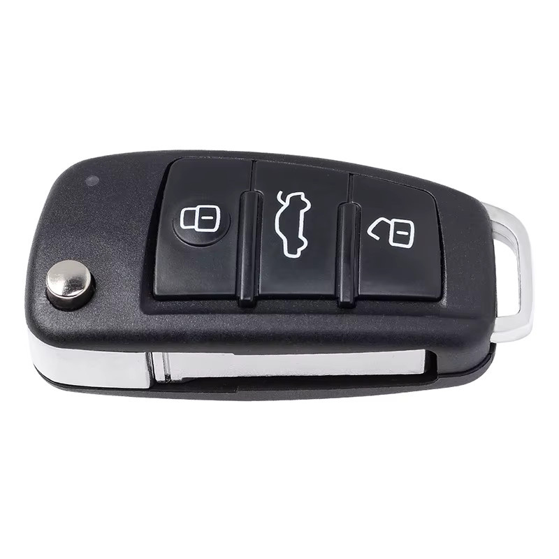 KEYECU Ersatz Flip Remote Key Fob mit ID48 Chip und 3 Tasten für Audi A1 Q3 TT R8 2006-2017, 433 MHz, Schwarz - Bild 3