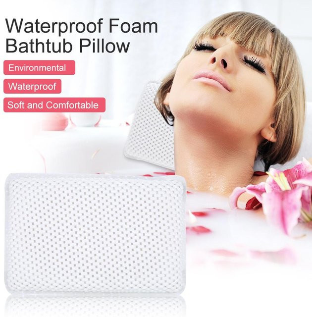 CosyHome PVC-Badekissen in Beige mit atmungsaktiver Cold-Foam-Polsterung zur Nacken- und Rückenstütze - Bild 1