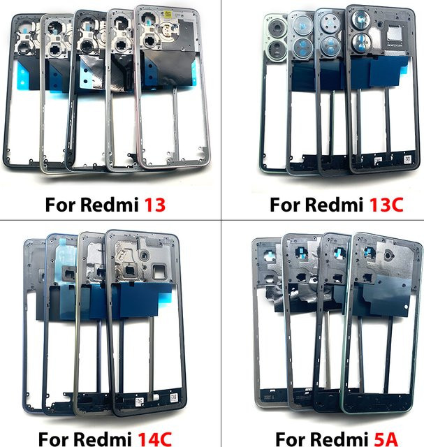 Xiaomi Ersatz Gehäuse Rückabdeckung und Mittelrahmenhalterung für Redmi 13, 13C, 14C und 5A in Schwarz - Bild 1