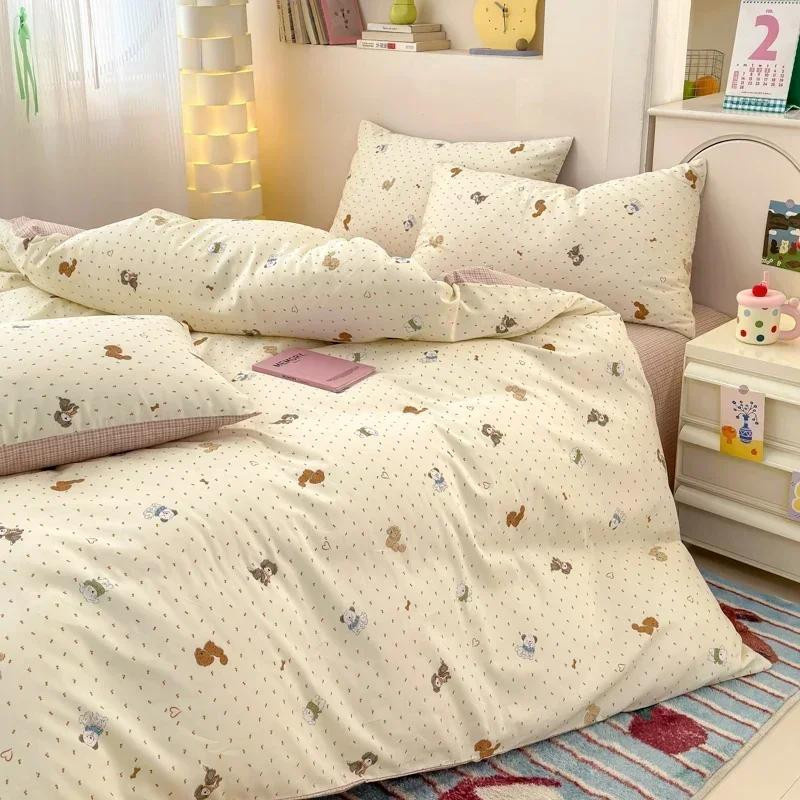 ISS-NEST 3-teiliges Bettwäsche-Set aus 100 % Baumwolle mit Cartoon-Design, 1 Bettbezug und 2 Kissenbezüge, B/H: 150 x 200 cm - Bild 1