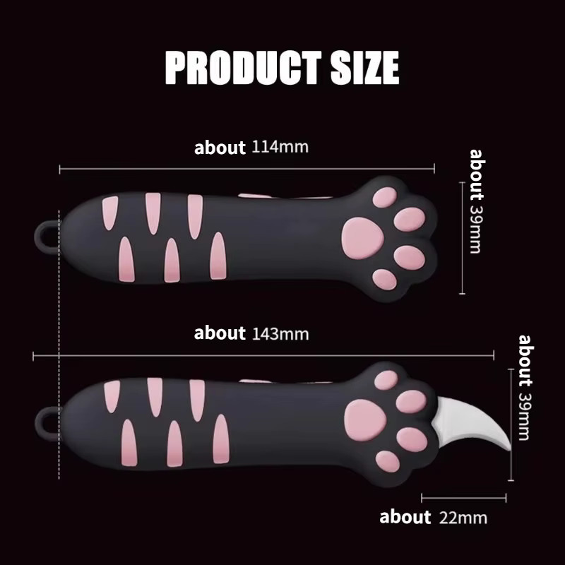 Mini-Universalmesser in Katzenkrallenform als tragbarer Cutter im niedlichen Pfoten-Design, Farbe: Pink - Bild 3