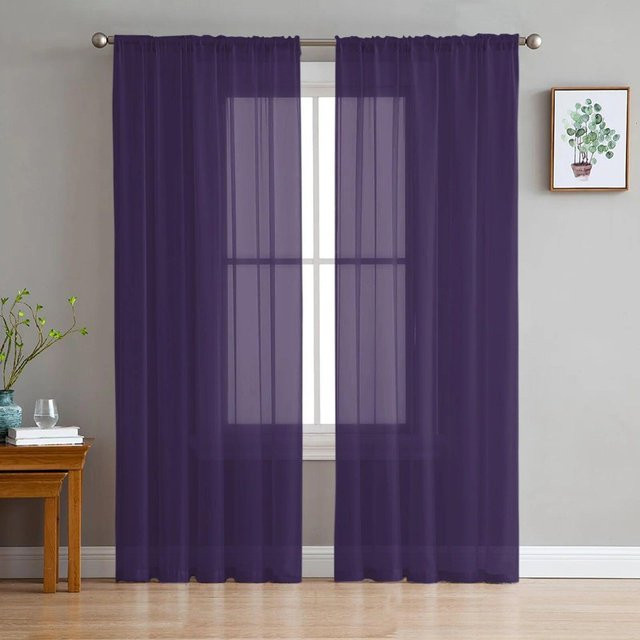Gelber transparenter Tüllvorhang von A Family Of Home Textiles für Wohnzimmer und Schlafzimmer, B: 135 cm, H: 114 cm - Bild 1