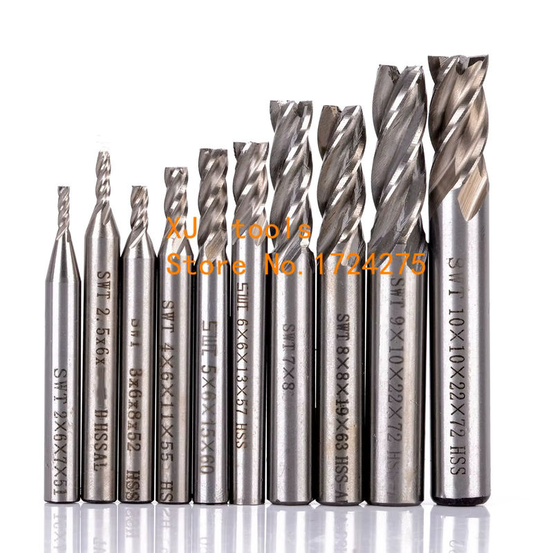 KAVTECNC TOOLS Schaftfräser Set aus HSS mit 2, 3 oder 4 Flöten für CNC und Power Tools, 10-teilig, Durchmesser 2-10 mm - Bild 5