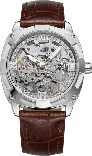 DIYelecs Armbanduhr Automatik, Edelstahl, Silber, Herren - Bild 1