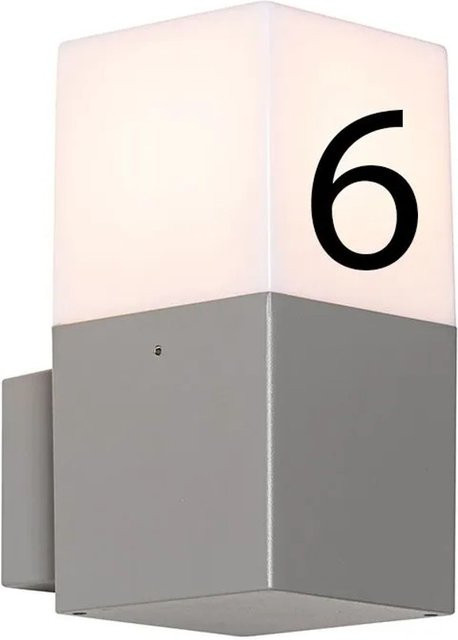 QAZQA Moderne Außenwandleuchte Grau IP44 aus Aluminium mit Hausnummer Dänemark - Bild 1
