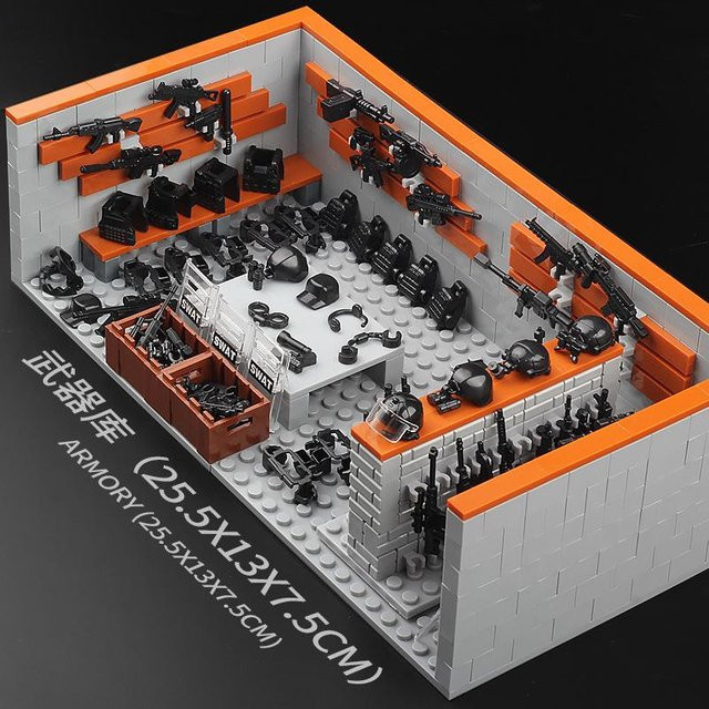 MOC Bausteine Militärwaffen Waffenkammer Waffenständer, SWAT-Truppe, ab 6 Jahren - Bild 1