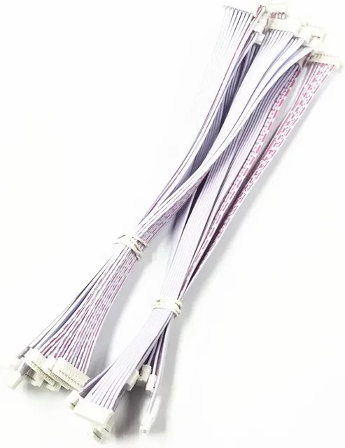 5 Stück Flachbandkabel Set mit 2,0 mm Rastermaß und 10 bis 100 cm Länge in Rot und Weiß mit verschiedenen Pin-Konfigurationen - Bild 1