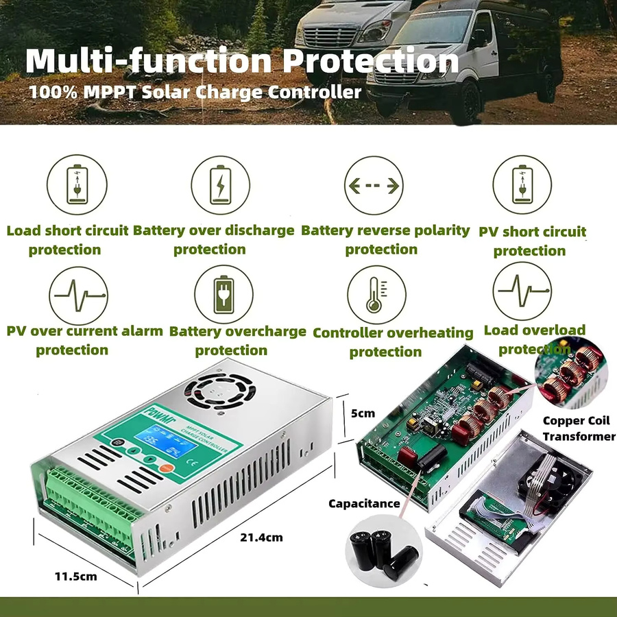PowMr MPPT 60A Solar Laderegler für 12V 24V 36V 48V Systeme mit max. 160VDC für Blei-Säure und Lithium Batterien - Bild 3